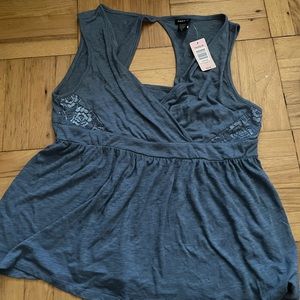Torrid Blue Tank Top w/ Lace 1X